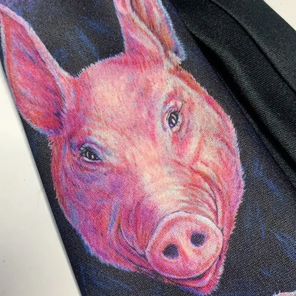 Ralph Marlin Vintage Black Pink Men's Artist Vintage Pig Tie Rare 1989